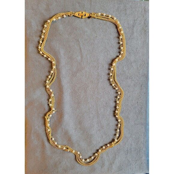 Vintage Act II Gold And Pearl Layer Necklace - Picture 1 of 3